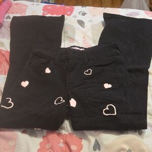 Kids Black Heart-Patterned Casual Pants